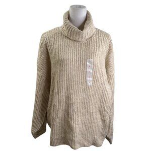 Old Navy Textured Knit Cowl Neck Sweater Women's Size L Cream of Wheat NWT